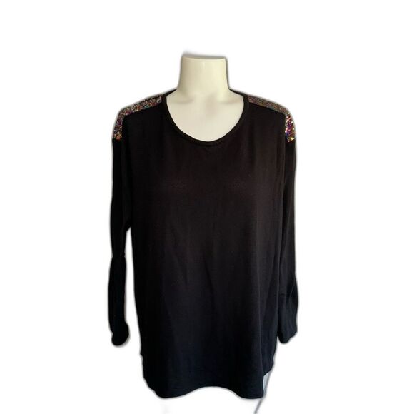 Lane Bryant Top Black with Sequins 14 16 - Picture 2 of 9